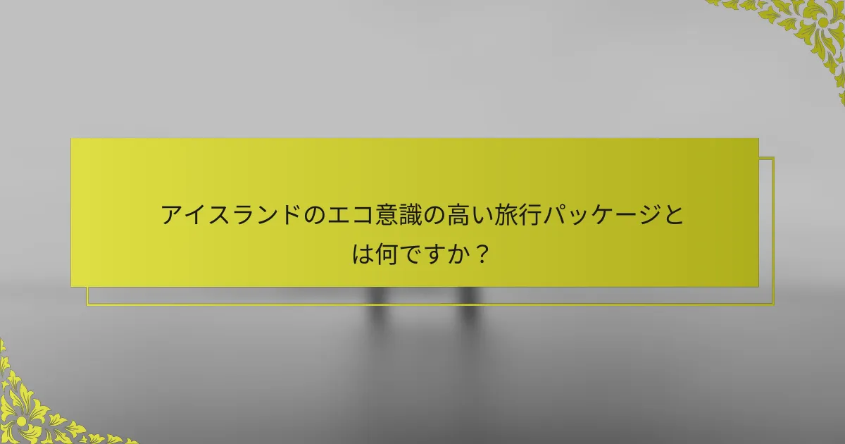 アイスランドのエコ意識の高い旅行パッケージとは何ですか？