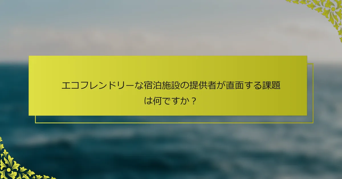 エコフレンドリーな宿泊施設の提供者が直面する課題は何ですか？