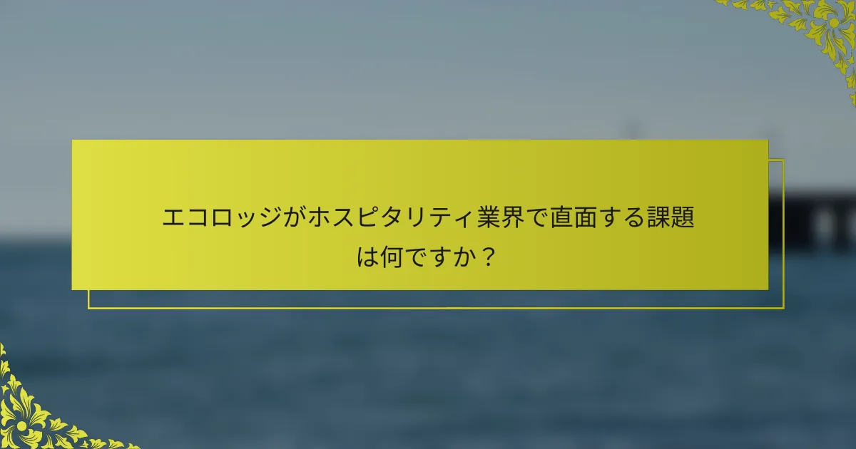 エコロッジがホスピタリティ業界で直面する課題は何ですか？