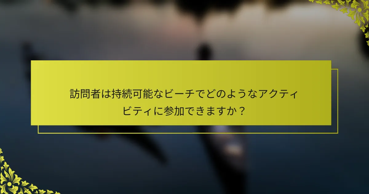 訪問者は持続可能なビーチでどのようなアクティビティに参加できますか？