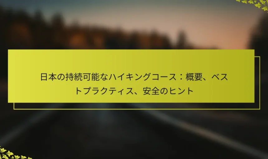 日本の持続可能なハイキングコース：概要、ベストプラクティス、安全のヒント