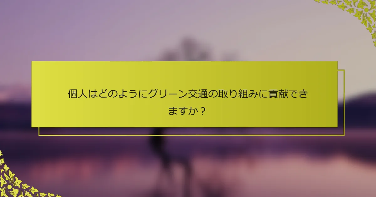 個人はどのようにグリーン交通の取り組みに貢献できますか？