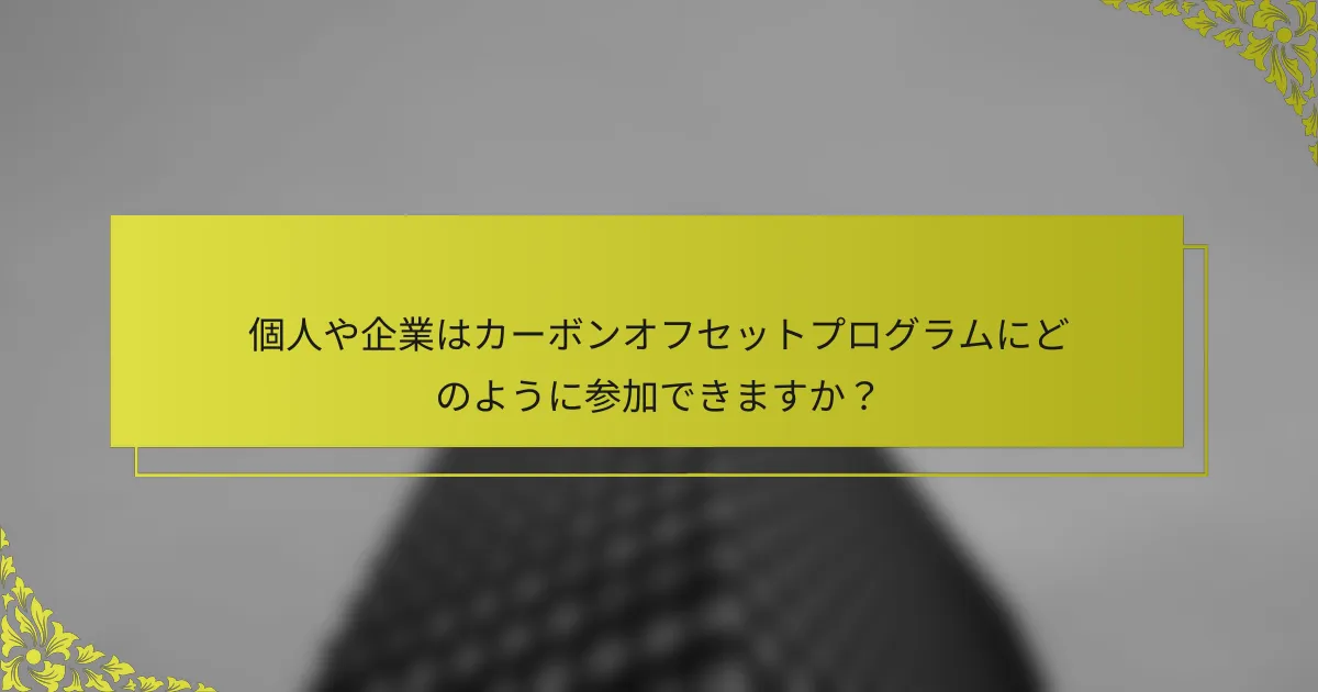 個人や企業はカーボンオフセットプログラムにどのように参加できますか？
