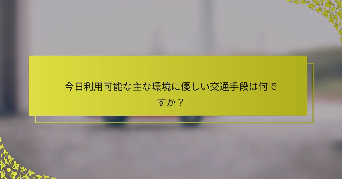 今日利用可能な主な環境に優しい交通手段は何ですか？