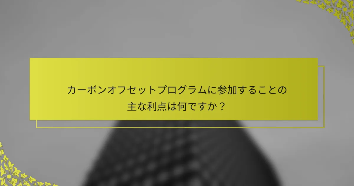カーボンオフセットプログラムに参加することの主な利点は何ですか？