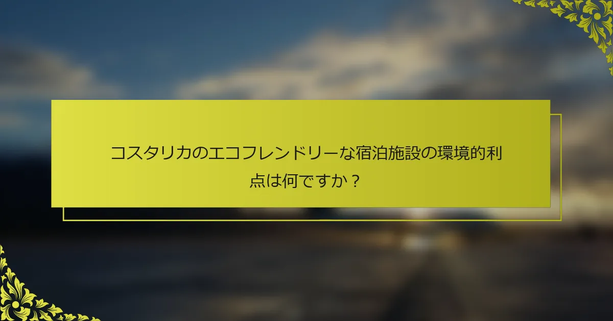 コスタリカのエコフレンドリーな宿泊施設の環境的利点は何ですか？