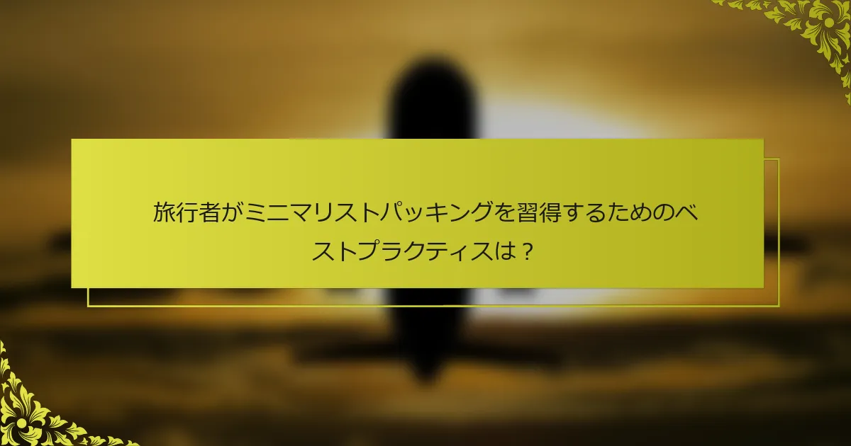 旅行者がミニマリストパッキングを習得するためのベストプラクティスは？