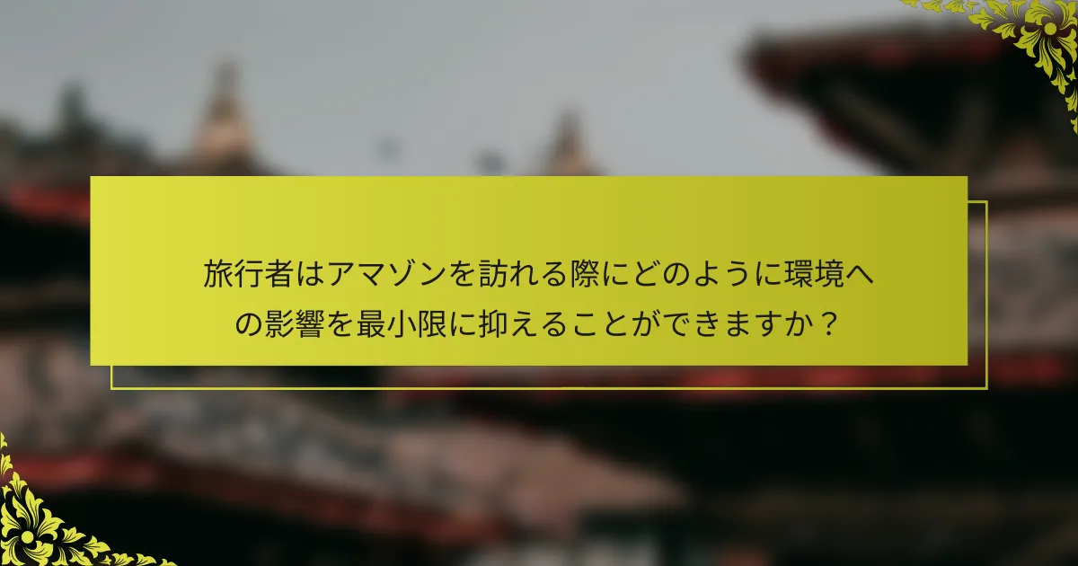 旅行者はアマゾンを訪れる際にどのように環境への影響を最小限に抑えることができますか？