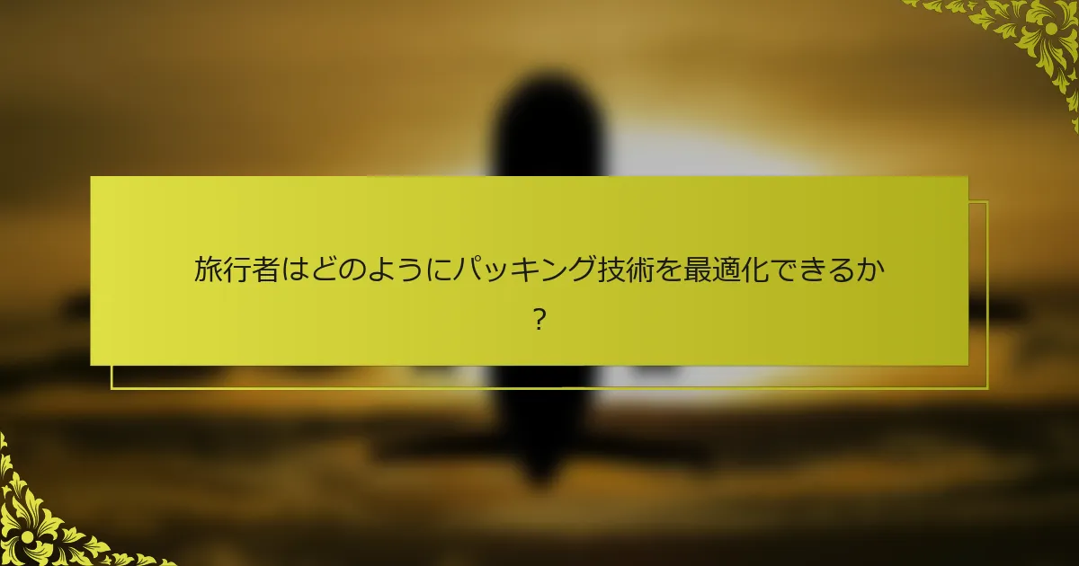 旅行者はどのようにパッキング技術を最適化できるか？
