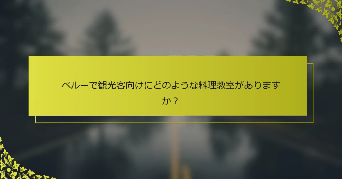 ペルーで観光客向けにどのような料理教室がありますか？