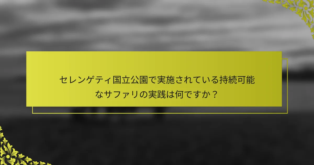 セレンゲティ国立公園で実施されている持続可能なサファリの実践は何ですか？