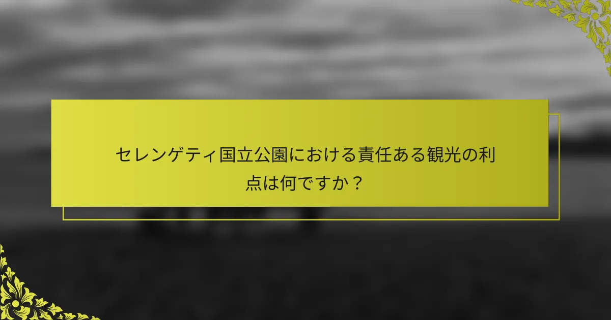 セレンゲティ国立公園における責任ある観光の利点は何ですか？