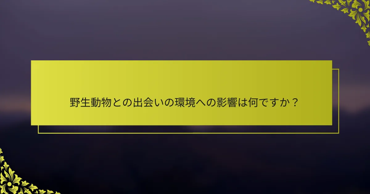 野生動物との出会いの環境への影響は何ですか？