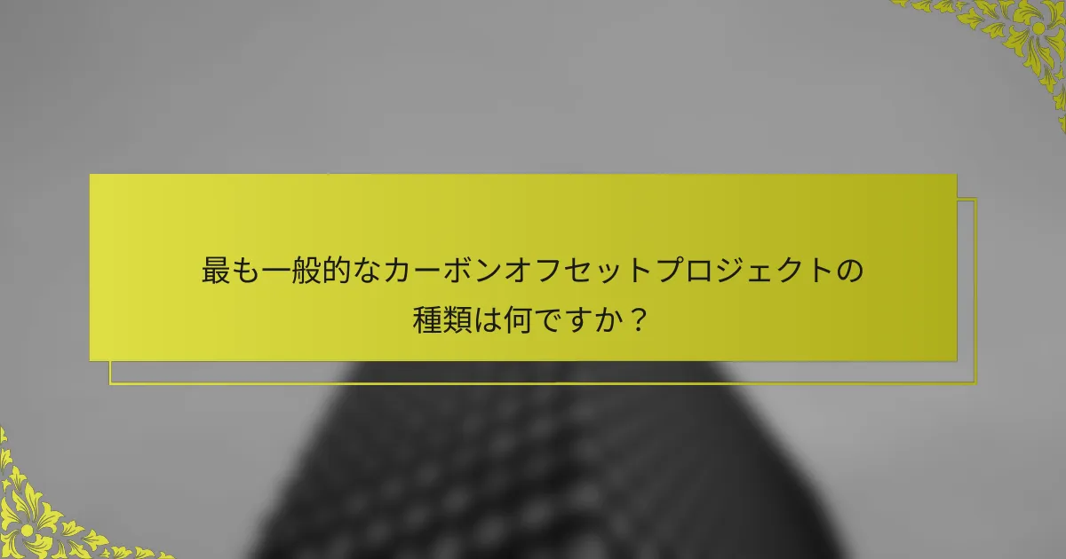 最も一般的なカーボンオフセットプロジェクトの種類は何ですか？